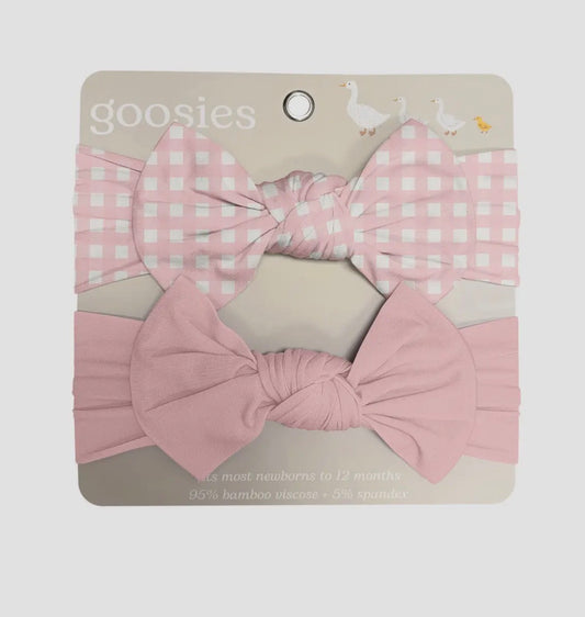 Pink Gingham Headband Set