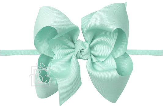 1/4" Nylon Pantyhose Headband W/Bow 4.5" Large, Aquamarine