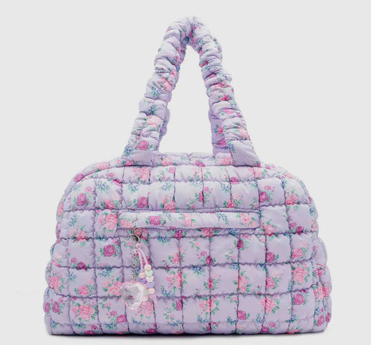 Quilted Scrunchies Floral Printed Medium Duffle