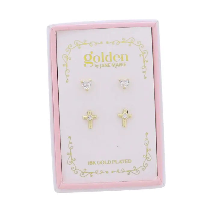 18K Heart and Gold Cross