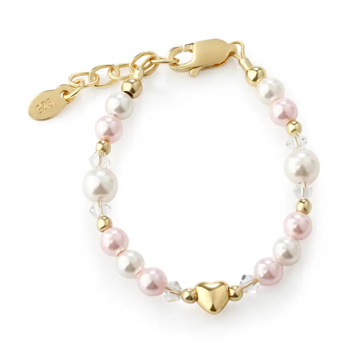 Evelyn Girls 14K Gold-Plated Pink Pearl Bracelet