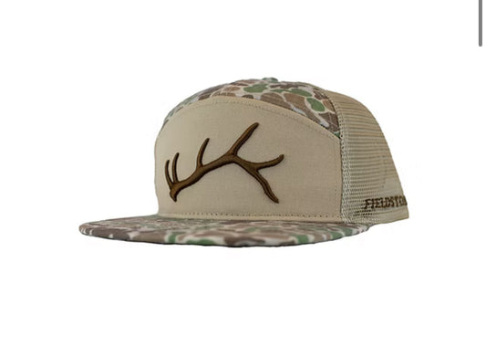 7 Panel Hat, Front Camo Puff Logo