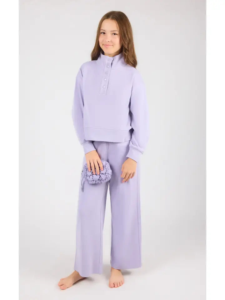 Mock Neck Pullover, Wide Pants, Bubble Bag SET, Heirloom Lilac