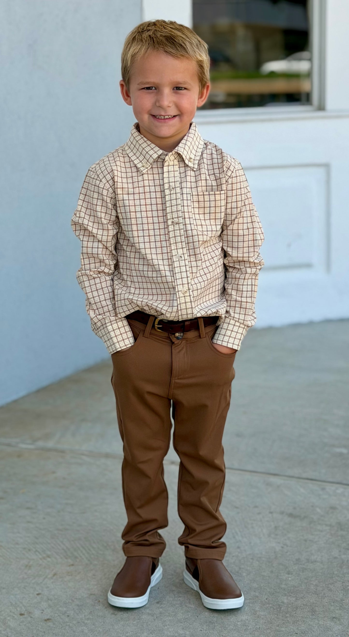 Pierfront Performance Buttondown, Buckskin Plaid
