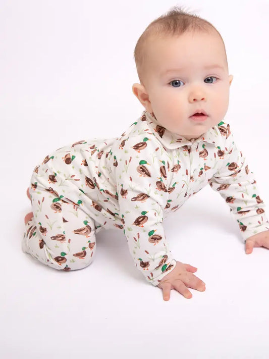 Sweatshirt Polo Romper , Mallard Drake