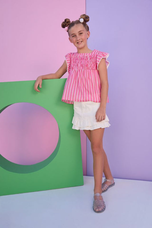 Chloe Top- Saltwater Taffy Stripe