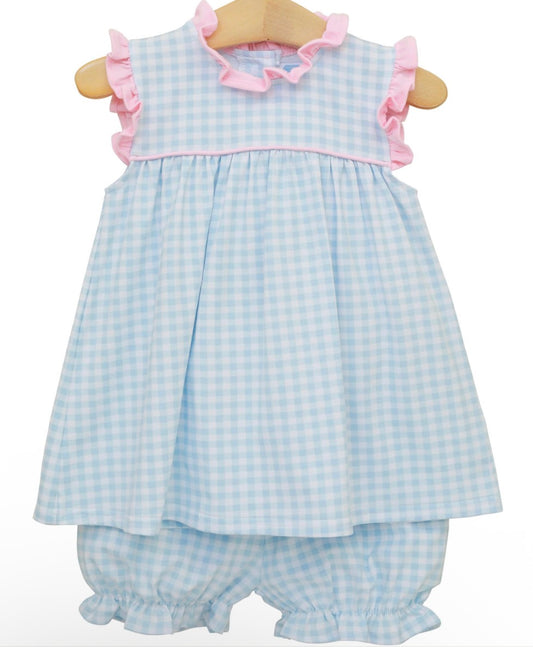 Meredith Bloomer Set-Light Blue Gingham/Light Pink