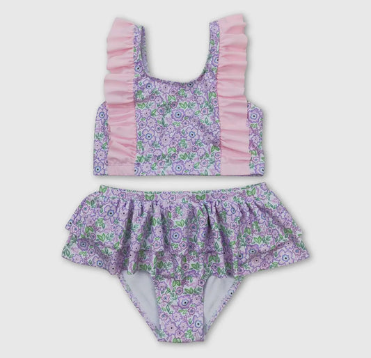 Pink Ruffle Floral Swimsuit