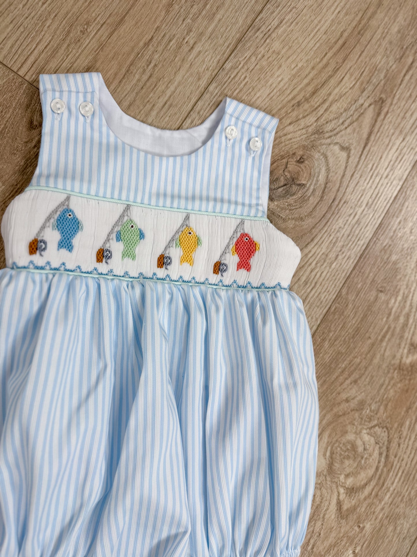 Fish Smocked Boy Bubble