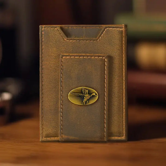 Leather Magnetic Wallet, Mallard Vintage Tan