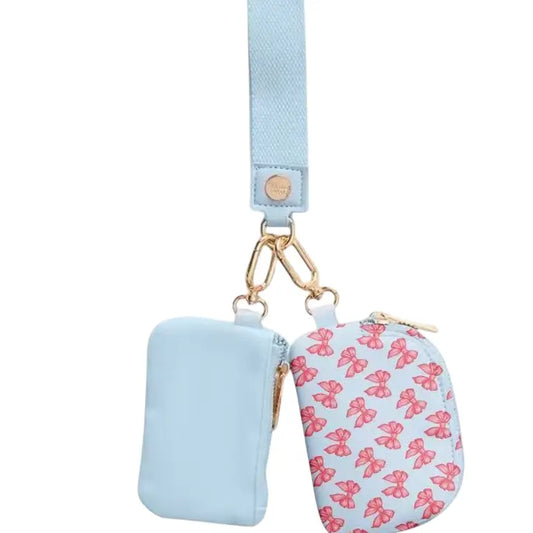 Karma Blue Ribbon Bow Wallet Keychain