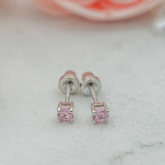 Screw Back Earrings, Pink