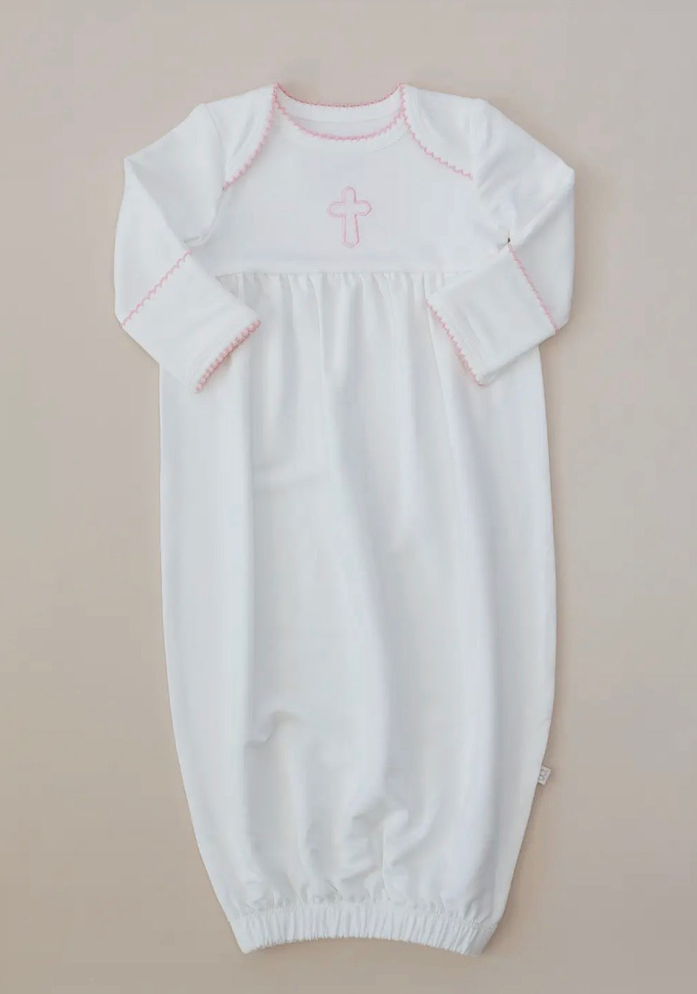 Pink Cross Embroidered Gown -NB