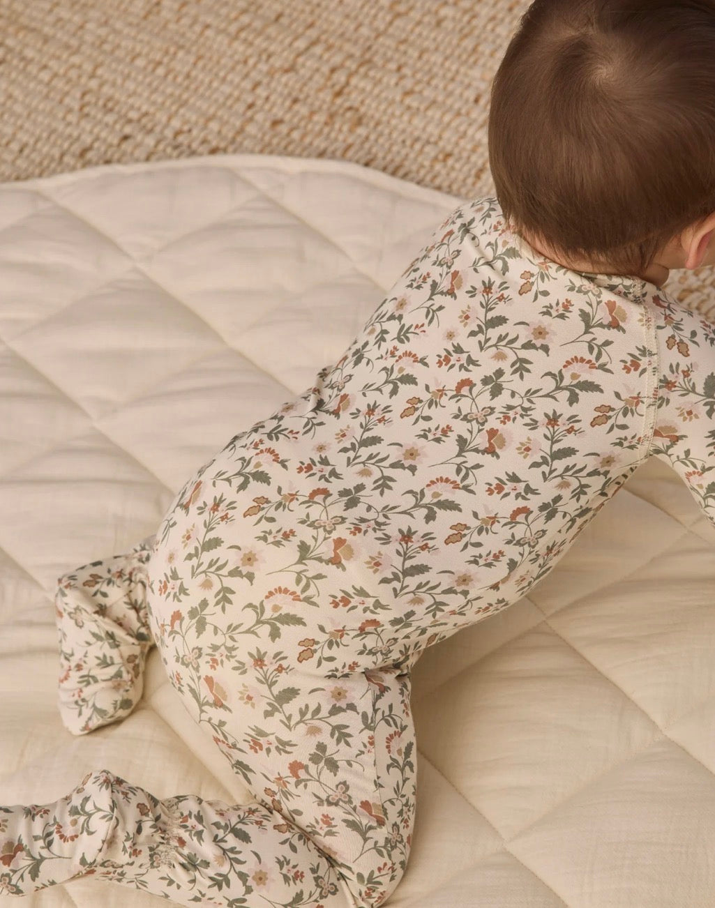 Holiday Floral Bamboo Zip Footie