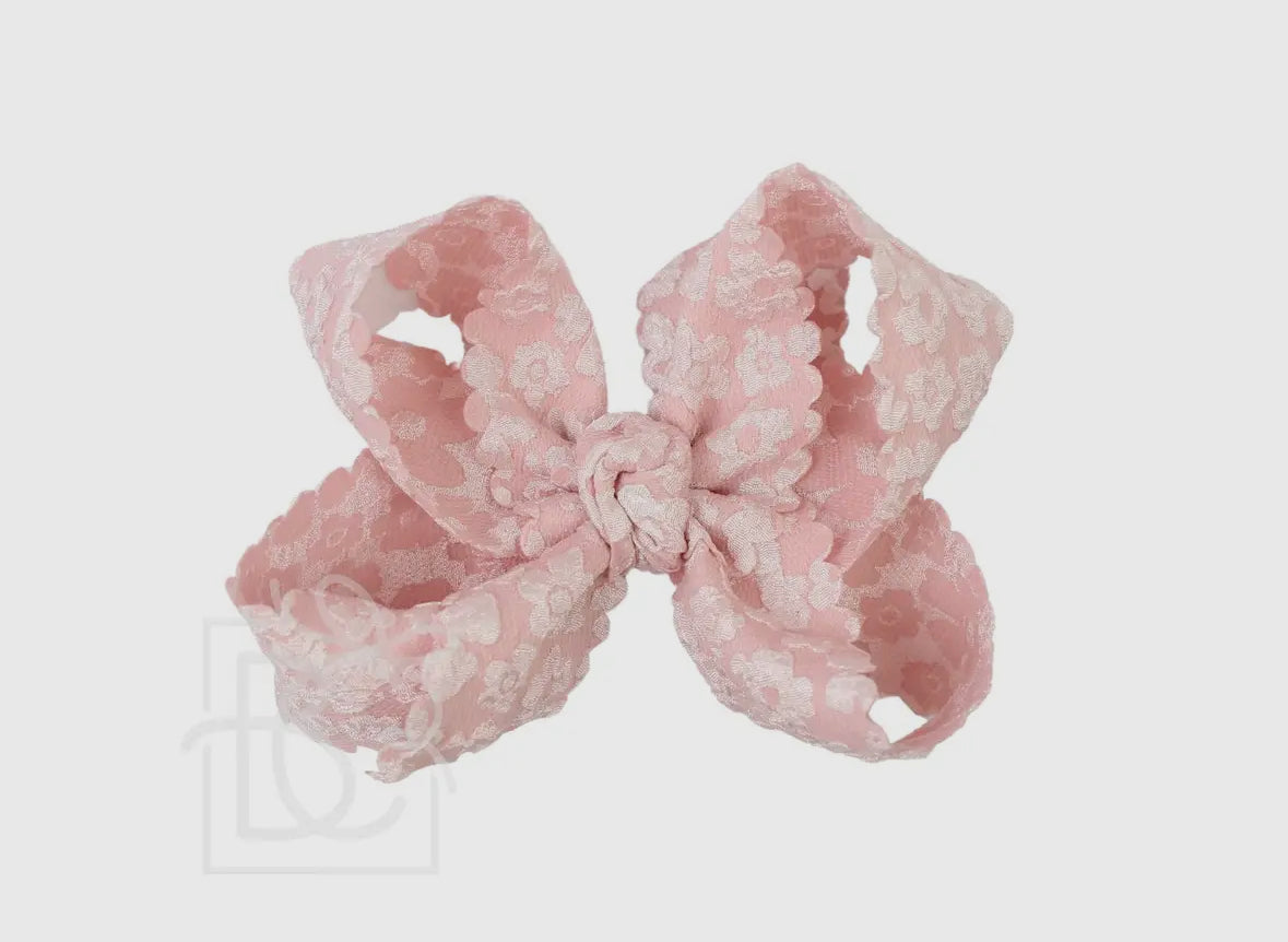 Scalloped Lace Flower Bow 3.5, Sweet Nectar