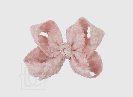 Scalloped Lace Flower Bow 3.5, Sweet Nectar