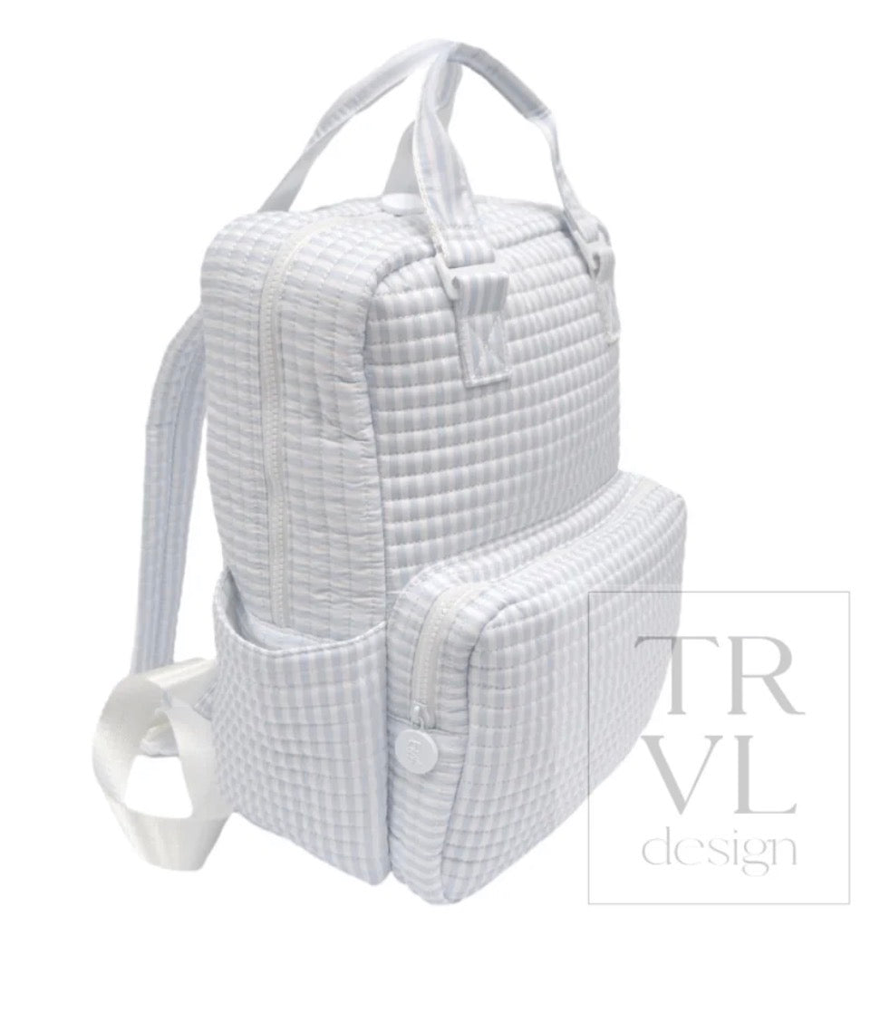 Quilted Backpack , Pimlico Stripe Blue