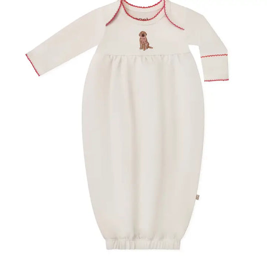 Doodle Puppy Embroidered Gown(NB)
