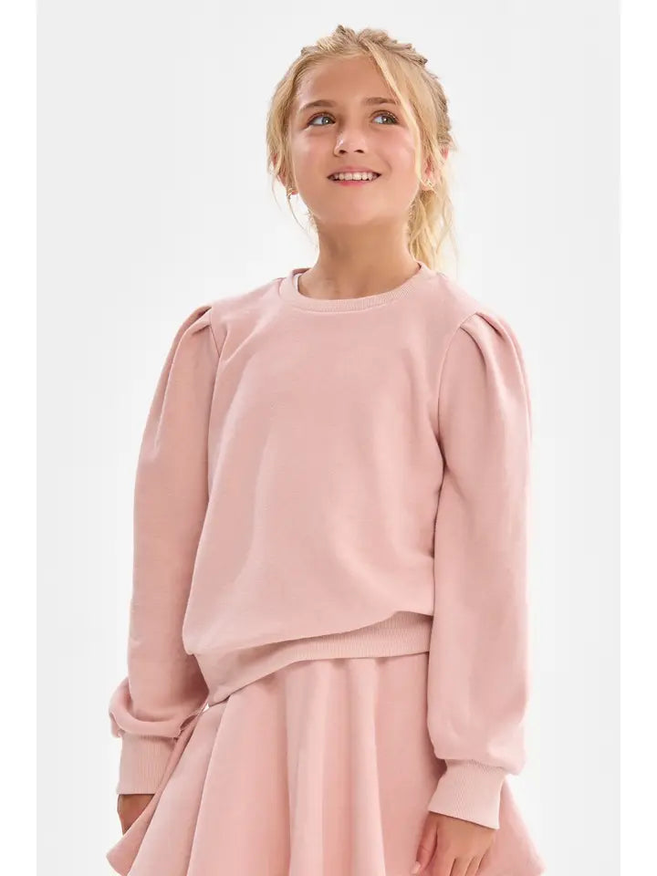 Dusty Coral Cotton Puff Shoulder Top