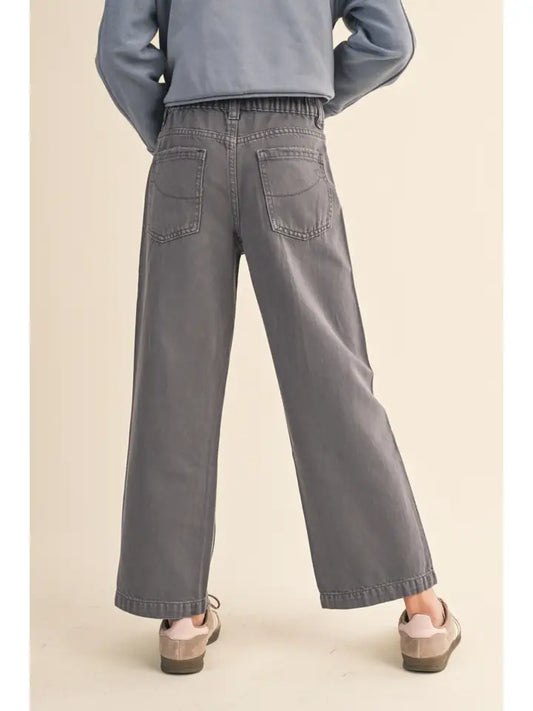 Grey Denim Barrel Pants