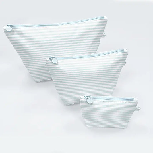 Easy Clean Set of 3 Pouches, Blue Stripes