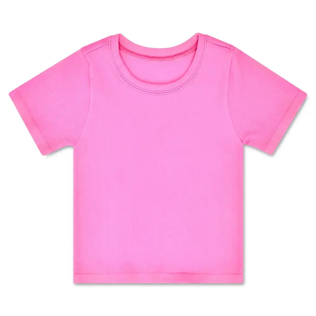 Ribbed Short Sleeve Shirt, Pretty Pink