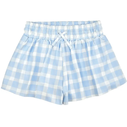 Butterfly Shorts , Blue Gingham