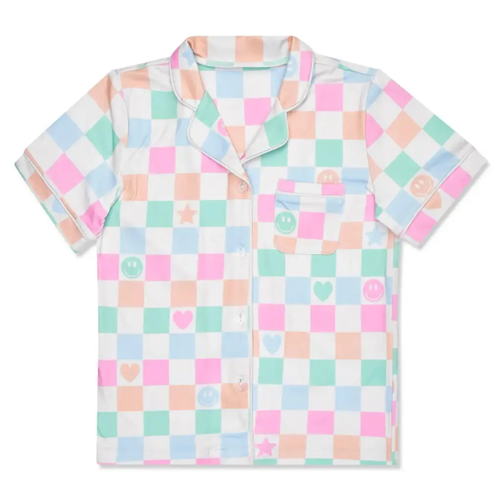 Shorts Lounge Set, Smiley Check