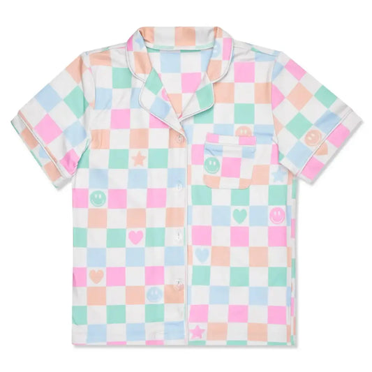 Shorts Lounge Set, Smiley Check