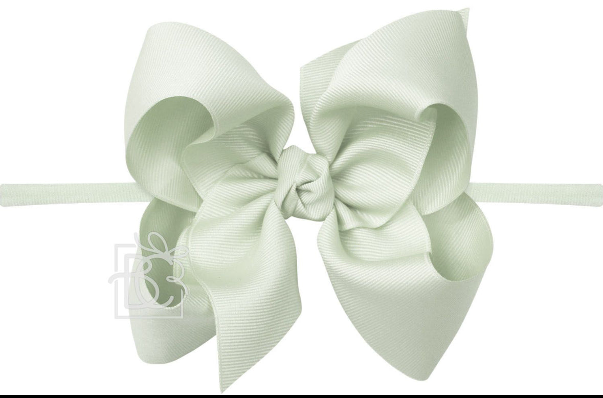 1/4" Nylon Pantyhose Headband W/Bow 4.5" Large, Sage