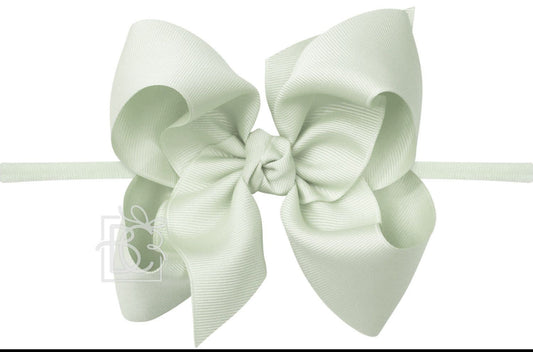1/4" Nylon Pantyhose Headband W/Bow 4.5" Large, Sage