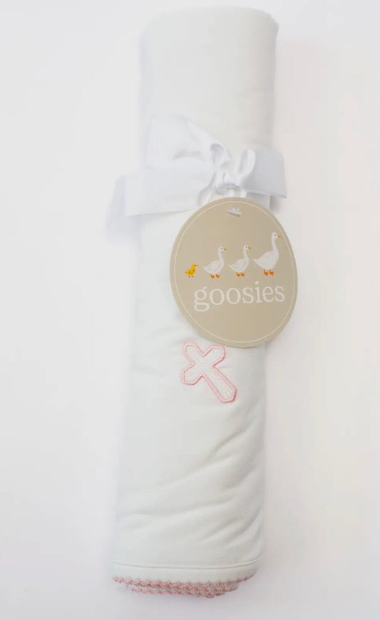 Pink Cross Embroidered Blanket