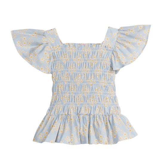 India Top-Blue Ditsy Floral