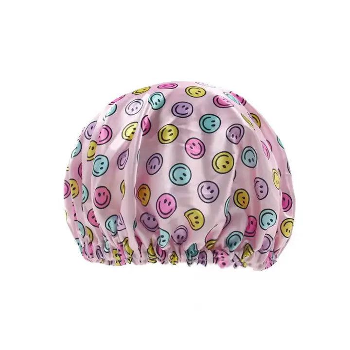 Satin Adjustable Hair Bonnet Anti Frizz, Smiley