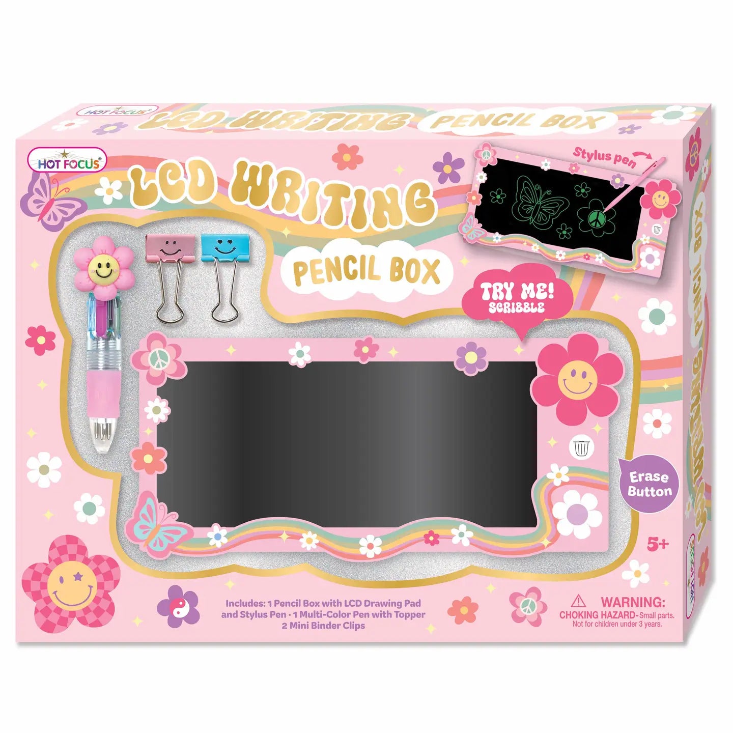 LCD Writing Board Pencil Box, Groovy Flower