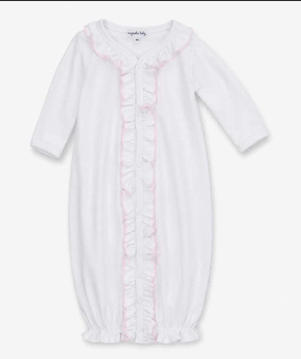 White Ruffle Converter W Pink Trim