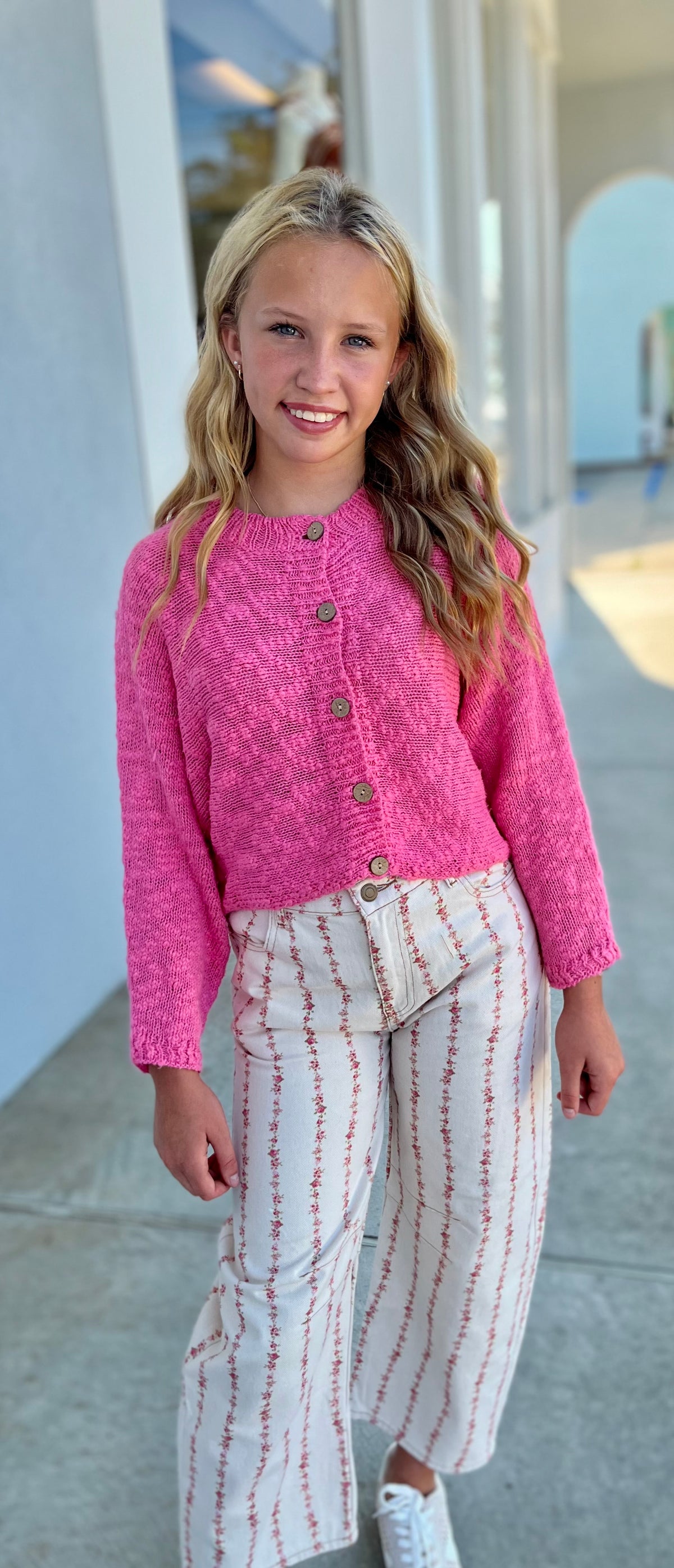 Pink Button Down Cardigan