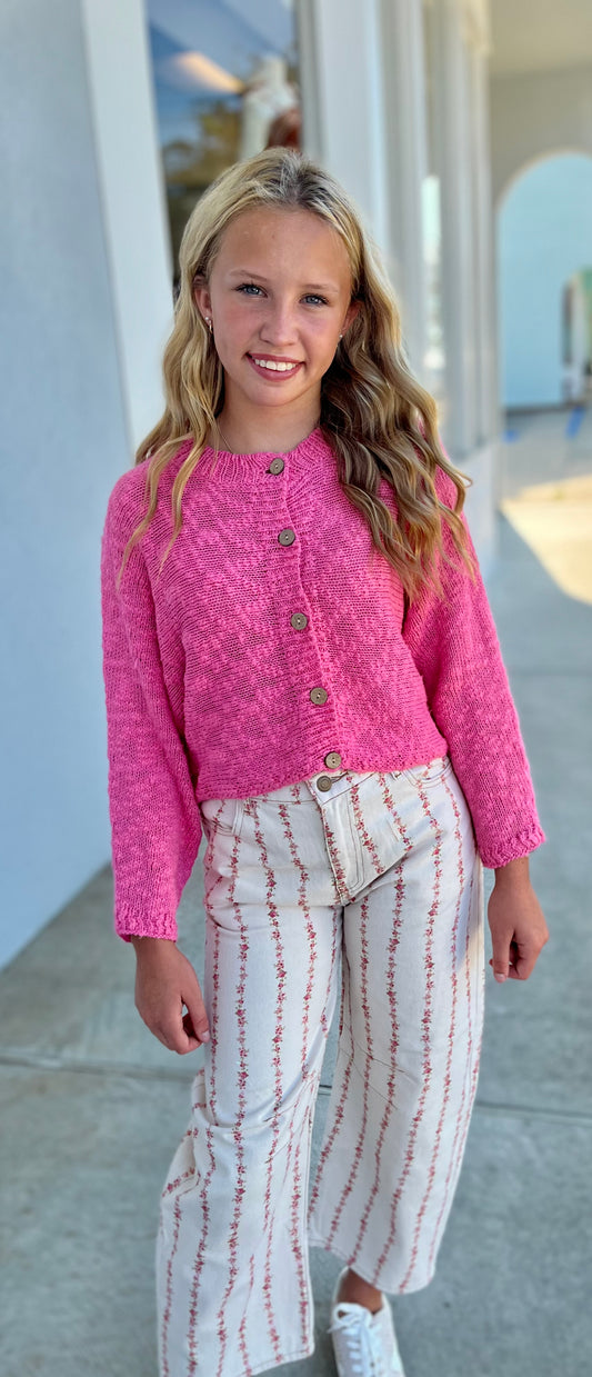 Pink Button Down Cardigan