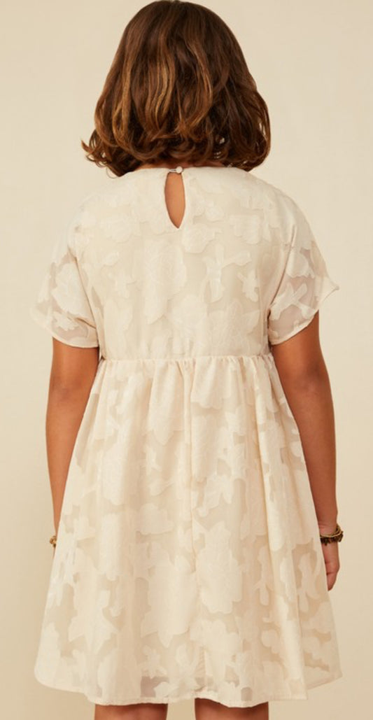 Tan Smocked Burnout Dress