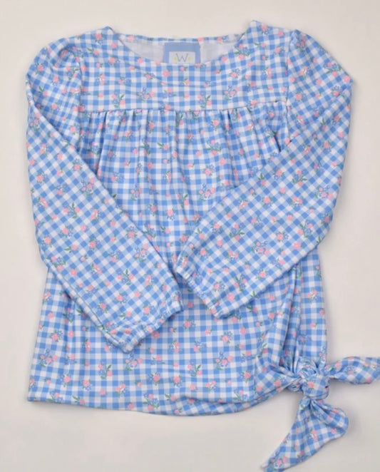 Side Tie Top Checks & Fllowers