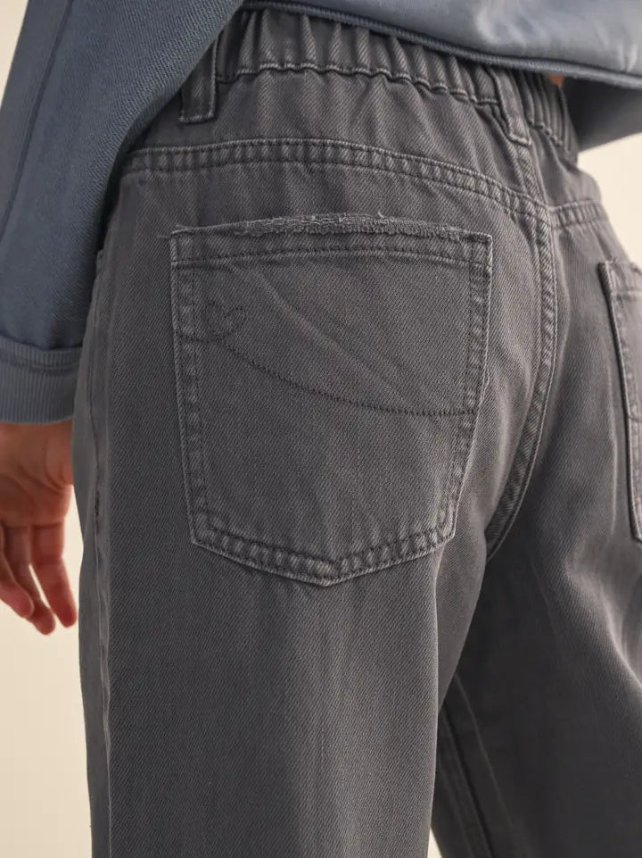 Grey Denim Barrel Pants