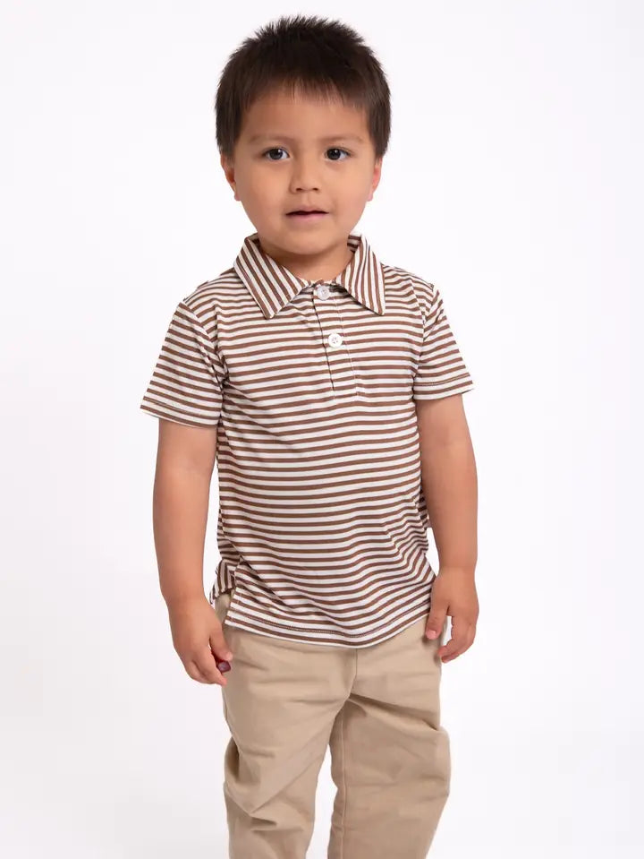 SS Polo Shirt, Choc Stripes