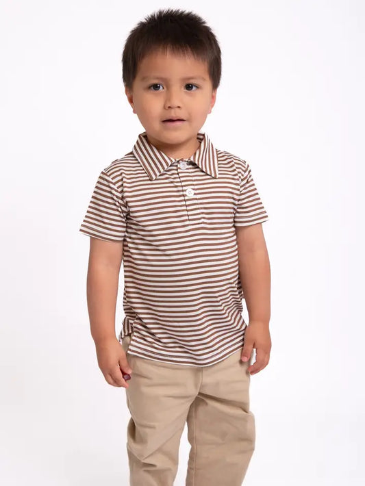 SS Polo Shirt, Choc Stripes