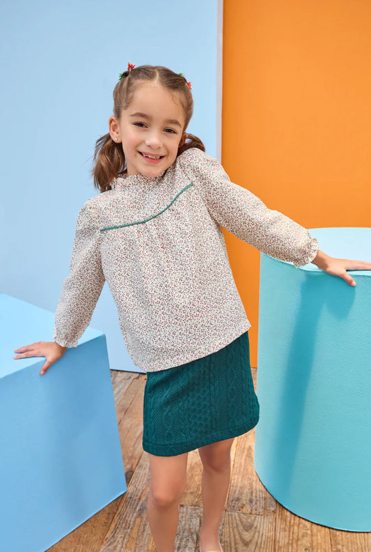 Emerald Cable Quilted Mini Skirt