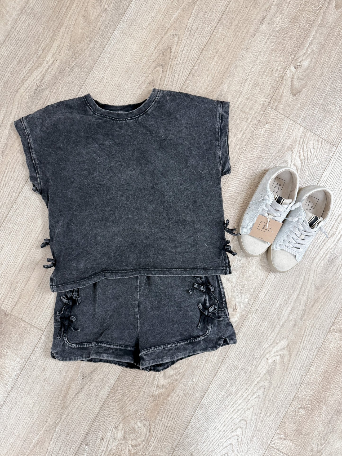 Black Bow Detail Knit Shorts