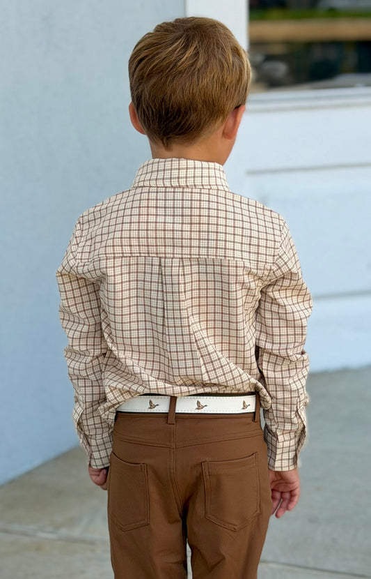 Pierfront Performance Buttondown, Buckskin Plaid