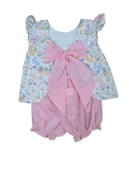 Smocked Bunny Garden Swing Back Bloomer Set