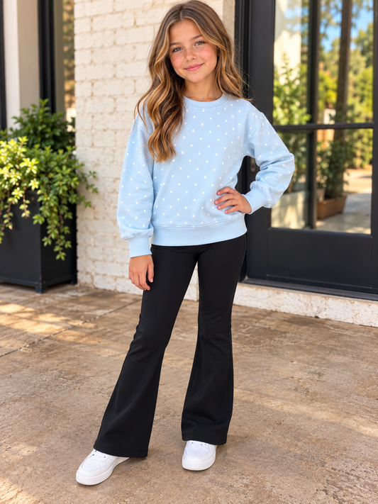Blue/White Polka Dot Fleece Crewneck