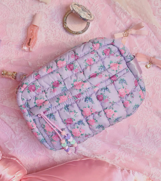 Quilted Scrunchies Floral Printed Pouch