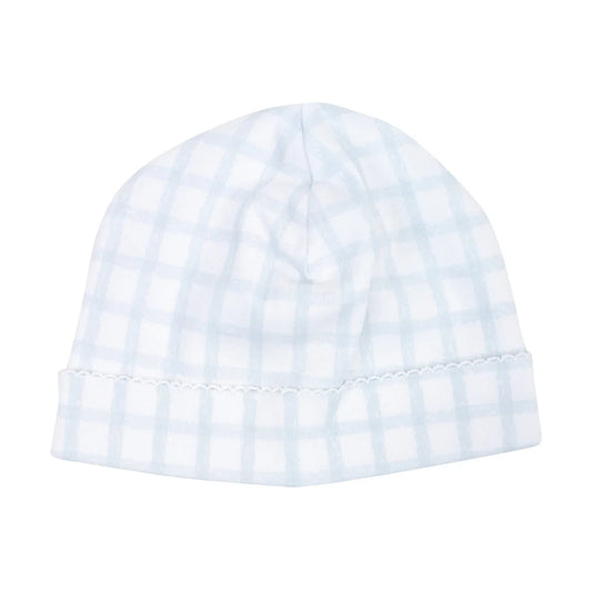 Pima Cotton Saylor Beanie, Blue Gingham